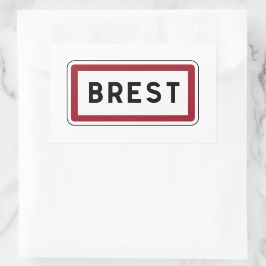 Sticker Rectangulaire Brest, panneau routier, France (Sac)