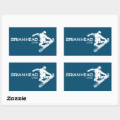 Sticker Rectangulaire Brian Head Resort Utah Snowboarder (Feuille)