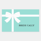 Sticker Rectangulaire BRIDE Turquoise Blue Tiara Party Personnalisé (Devant)