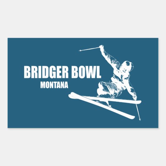 Sticker Rectangulaire Bridger Bowl Montana Skier (Devant)