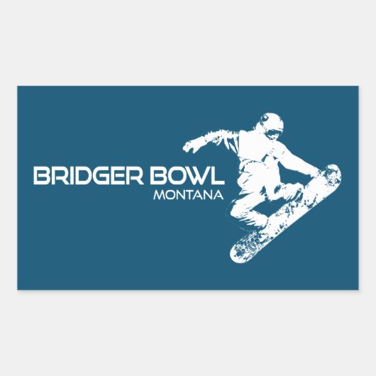Sticker Rectangulaire Bridger Bowl Montana Snowboarder (Devant)