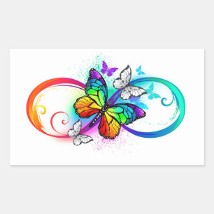 Sticker Rectangulaire Bright infinity with rainbow butterfly