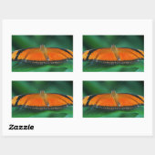 Sticker Rectangulaire Bright Orange and Black Butterfly on Leaf (Feuille)