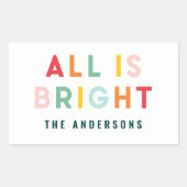 Sticker Rectangulaire Bright typographie famille moderne de Noël (Devant)