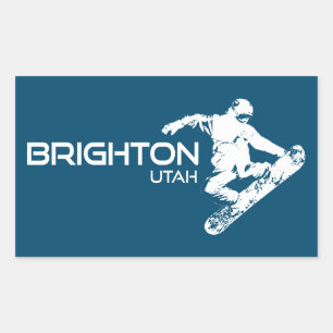 Sticker Rectangulaire Brighton Resort Utah Snowboarder