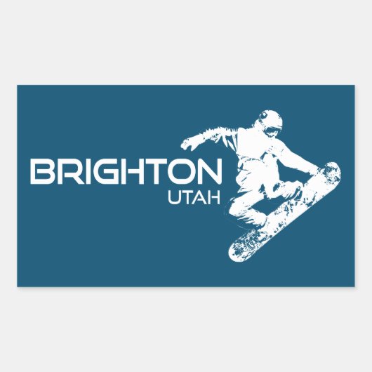 Sticker Rectangulaire Brighton Resort Utah Snowboarder (Devant)