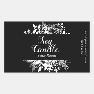 Sticker Rectangulaire Brindilles Noires Et Blanches Et Bougie De Soja Fe