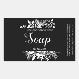 Sticker Rectangulaire Brindilles Noires Et Blanches Et Savon Feuille