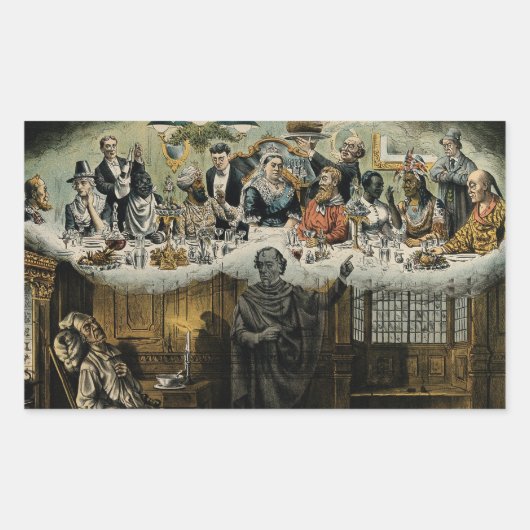 Sticker Rectangulaire British Scrooge Queen Victoria Dîner de Noël (Devant)