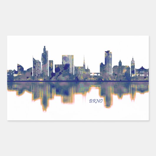 Sticker Rectangulaire Brno Skyline (Devant)