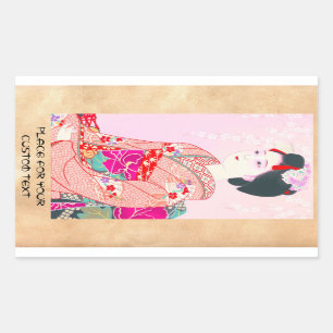 Sticker Rectangulaire Brocard de Kyoto, quatre feuilles - dame de