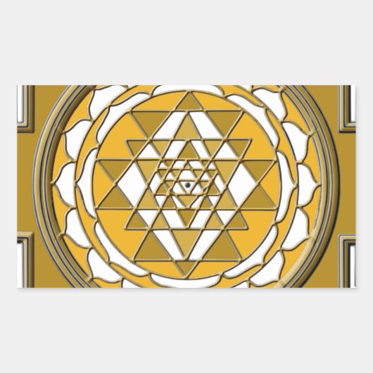 Sticker Rectangulaire Bronze de Sri Yantra (Devant)