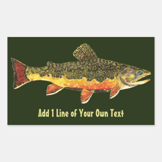 Sticker Rectangulaire Brook Trout Fisherman (Devant)