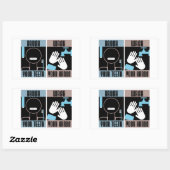 Sticker Rectangulaire Brossez vos dents Lavez vos mains Retro Reminder (Feuille)