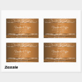 Sticker Rectangulaire Brown doré avec initiales Parties scintillant Étiq (Feuille)