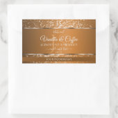 Sticker Rectangulaire Brown doré avec initiales Parties scintillant Étiq (Sac)