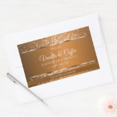 Sticker Rectangulaire Brown doré avec initiales Parties scintillant Étiq (Enveloppe)