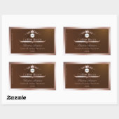 Sticker Rectangulaire Brown Product Label Rosegold Frame Logo Monogram (Feuille)