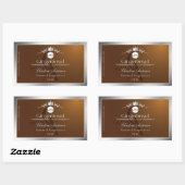Sticker Rectangulaire Brown Product Label Silver Frame Logo and Monogram (Feuille)