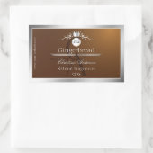 Sticker Rectangulaire Brown Product Label Silver Frame Logo and Monogram (Sac)