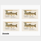 Sticker Rectangulaire Brown Trout (Salmo trutta) – Japanese Illust (Feuille)