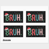 Sticker Rectangulaire Bruh Christmas Meme Funny Santa Hat Sarcastic (Feuille)