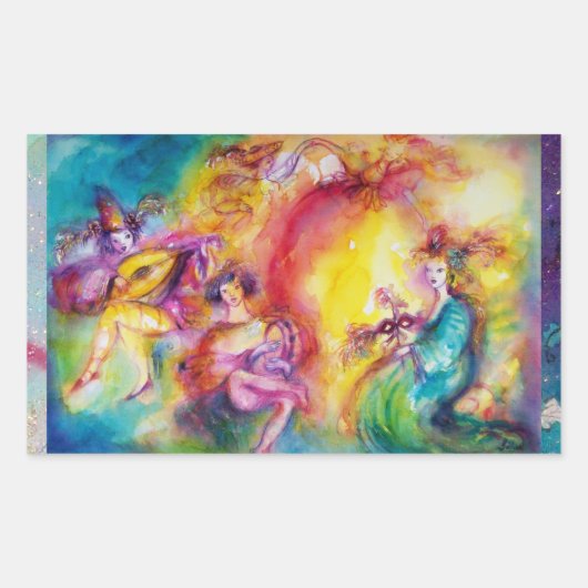 Sticker Rectangulaire BRÛLER LE CARNAVAL / Danse mascarade vénitienne (Devant)