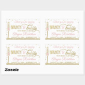 Sticker Rectangulaire Brunch et bubbly Bouteille, Parties scintillant Fa (Feuille)