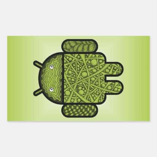 Sticker Rectangulaire Bubbles Doodle Character pour le robot Android™ (Devant)