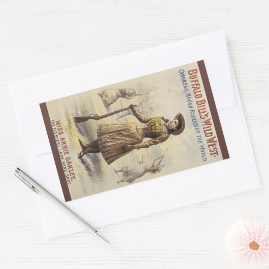 Sticker Rectangulaire Buffalo Bill's Wild West Show avec Annie Oakley (Enveloppe)