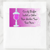 Sticker Rectangulaire Buffet de bonbons fuchsia rose chaud (Sac)