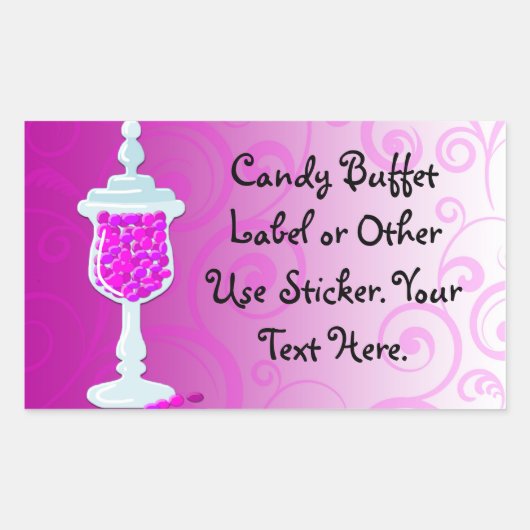 Sticker Rectangulaire Buffet de bonbons fuchsia rose chaud (Devant)