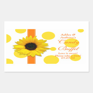 Sticker Rectangulaire Buffet de bonbons Pois de tournesol jaune orange