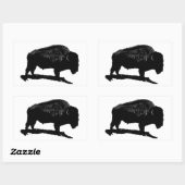 Sticker Rectangulaire Buffle noir et blanc (Feuille)