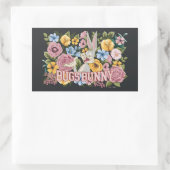Sticker Rectangulaire BUGS BUNNY™ Broderie Florale Graphique (Sac)