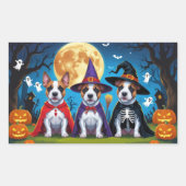 Sticker Rectangulaire Bull Terrier Chiens Citrouille Halloween Funny (Devant)