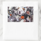 Sticker Rectangulaire Bulldog sur moto (Sac)