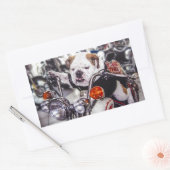 Sticker Rectangulaire Bulldog sur moto (Enveloppe)