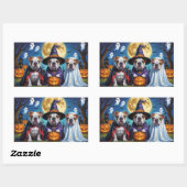 Sticker Rectangulaire Bulldogs Citrouille Halloween drôle (Feuille)