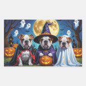 Sticker Rectangulaire Bulldogs Citrouille Halloween drôle (Devant)