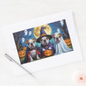 Sticker Rectangulaire Bulldogs Citrouille Halloween drôle (Enveloppe)