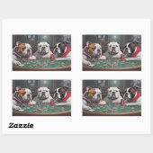 Sticker Rectangulaire Bulldogs jouant au poker (Feuille)