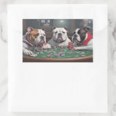 Sticker Rectangulaire Bulldogs jouant au poker (Sac)