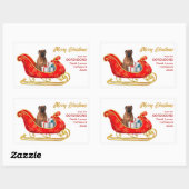 Sticker Rectangulaire Bullmastiff Chien de Noël Sleigh (Feuille)