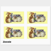 Sticker Rectangulaire Bunnies vintages de Pâques (Feuille)