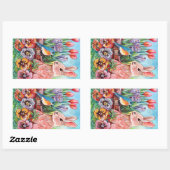 Sticker Rectangulaire Bunny de printemps (Feuille)