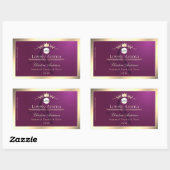 Sticker Rectangulaire Burgundy Product Label Gold Border Logo Monogram (Feuille)