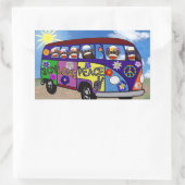 Sticker Rectangulaire Bus de paix de Sock Monkey (Sac)