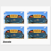 Sticker Rectangulaire Bus scolaire avec lumières ambrées et rouges (Feuille)