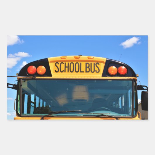 Sticker Rectangulaire Bus scolaire avec lumières ambrées et rouges (Devant)